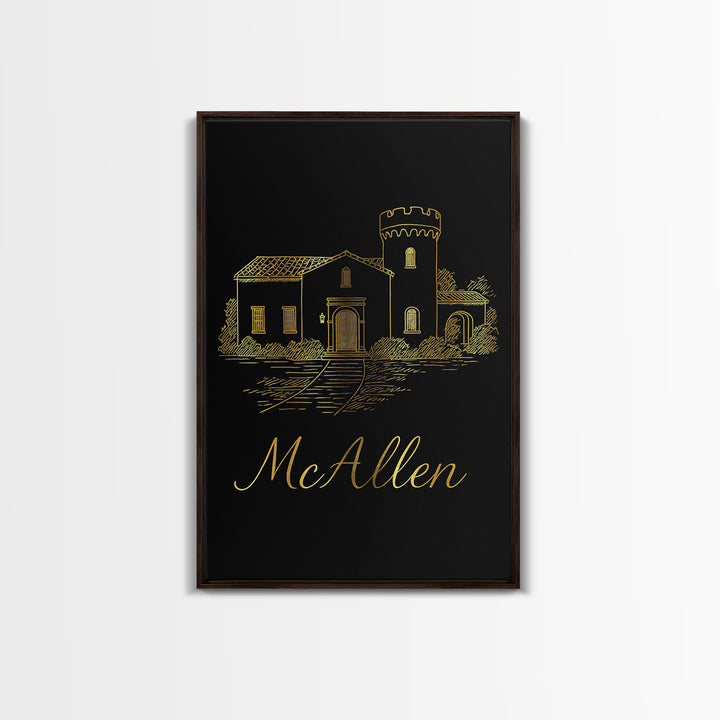 Mcallen Travel Poster, Canvas Print, Dark Minimalist Wall Art, Mcallen Poster Print, Travel Wall Decor, Retro Travel Print, Travel Posters