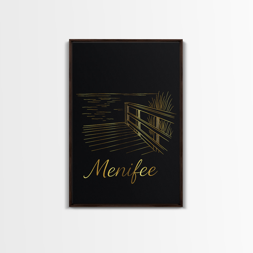 Menifee California Travel Poster, Canvas Print, Black Gold Minimalist Art, Menifee Travel Art, Travel Poster Set, Wall Decor, Travel Decor