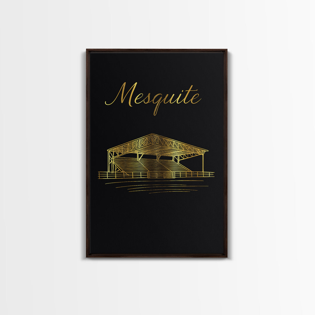 Mesquite Travel Poster, Framed Canvas Print, Minimalist Gold Line Art, Mesquite Art Print, Home Office Decor, Travel Art Print