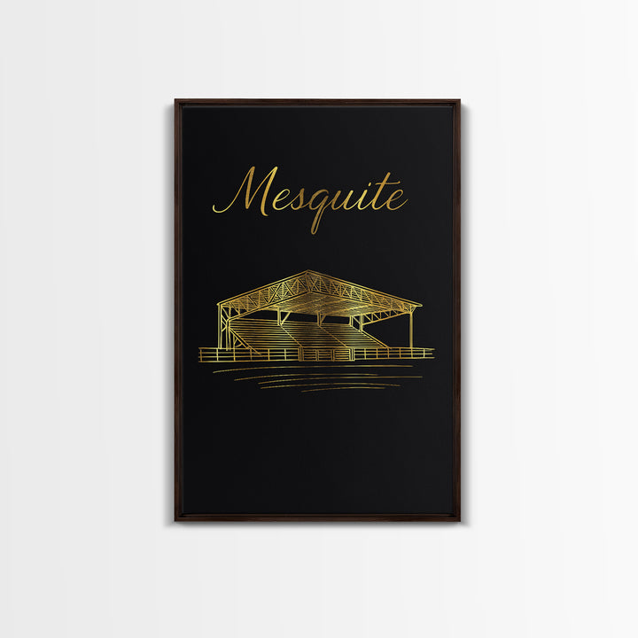 Mesquite Travel Poster, Framed Canvas Print, Minimalist Gold Line Art, Mesquite Art Print, Home Office Decor, Travel Art Print