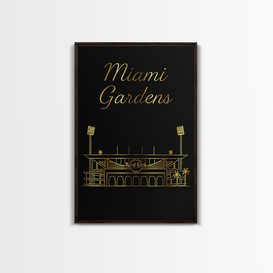 Miami Gardens Florida Travel Poster, Canvas Print, Dark Minimalist Wall Art, Miami Gardens Print, Wanderlust Decor, Retro Travel Print