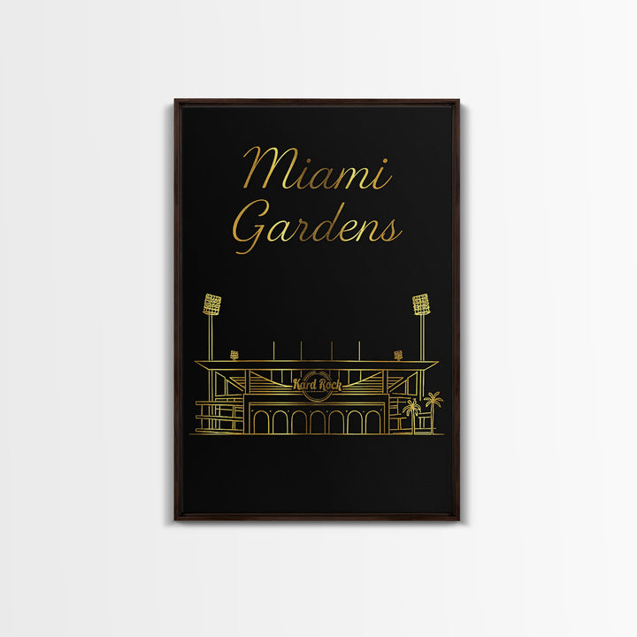 Miami Gardens Florida Travel Poster, Canvas Print, Dark Minimalist Wall Art, Miami Gardens Print, Wanderlust Decor, Retro Travel Print