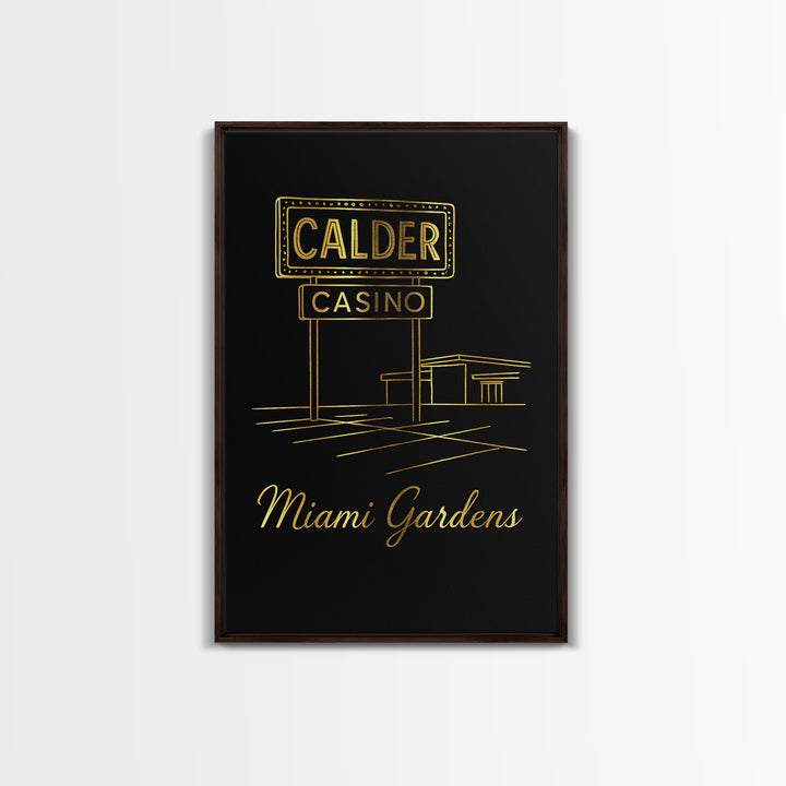 Miami Gardens Travel Poster, Canvas Print, Black Gold Minimalist Art, Miami Gardens City Art, City Travel Prints, Travel Wall Art