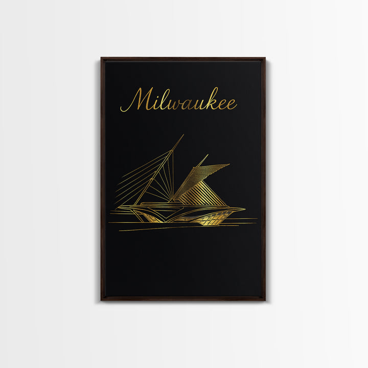 Milwaukee Wisconsin Travel Poster, Framed Canvas Print, Dark Minimalist Wall Art, Milwaukee Poster Print, Fine Art Print, Gift For Travelers