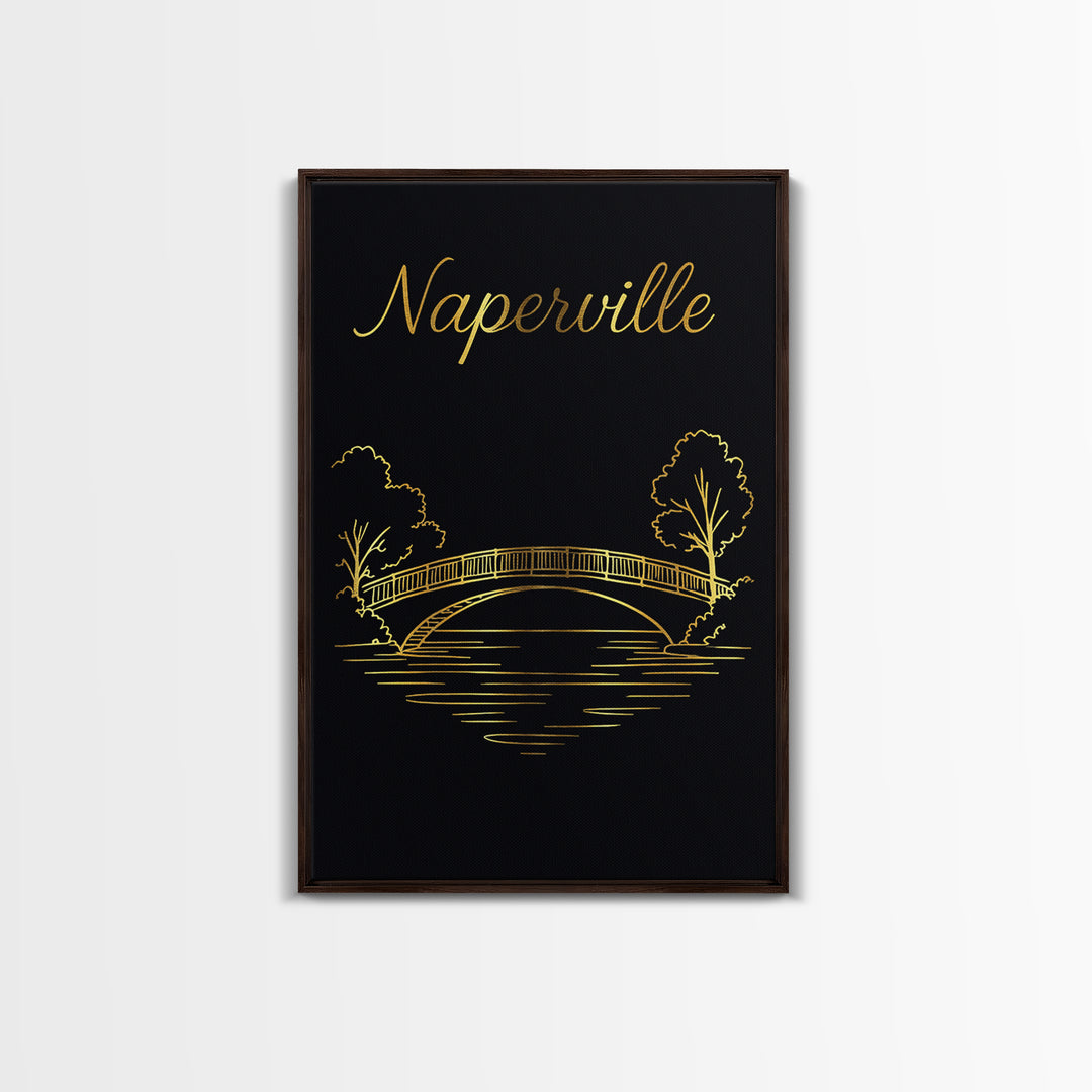 Naperville Illinois Travel Poster, Canvas Print, Dark Minimalist Wall Art, Naperville Wall Art, Living Room Wall Art, Travel Wall Decor