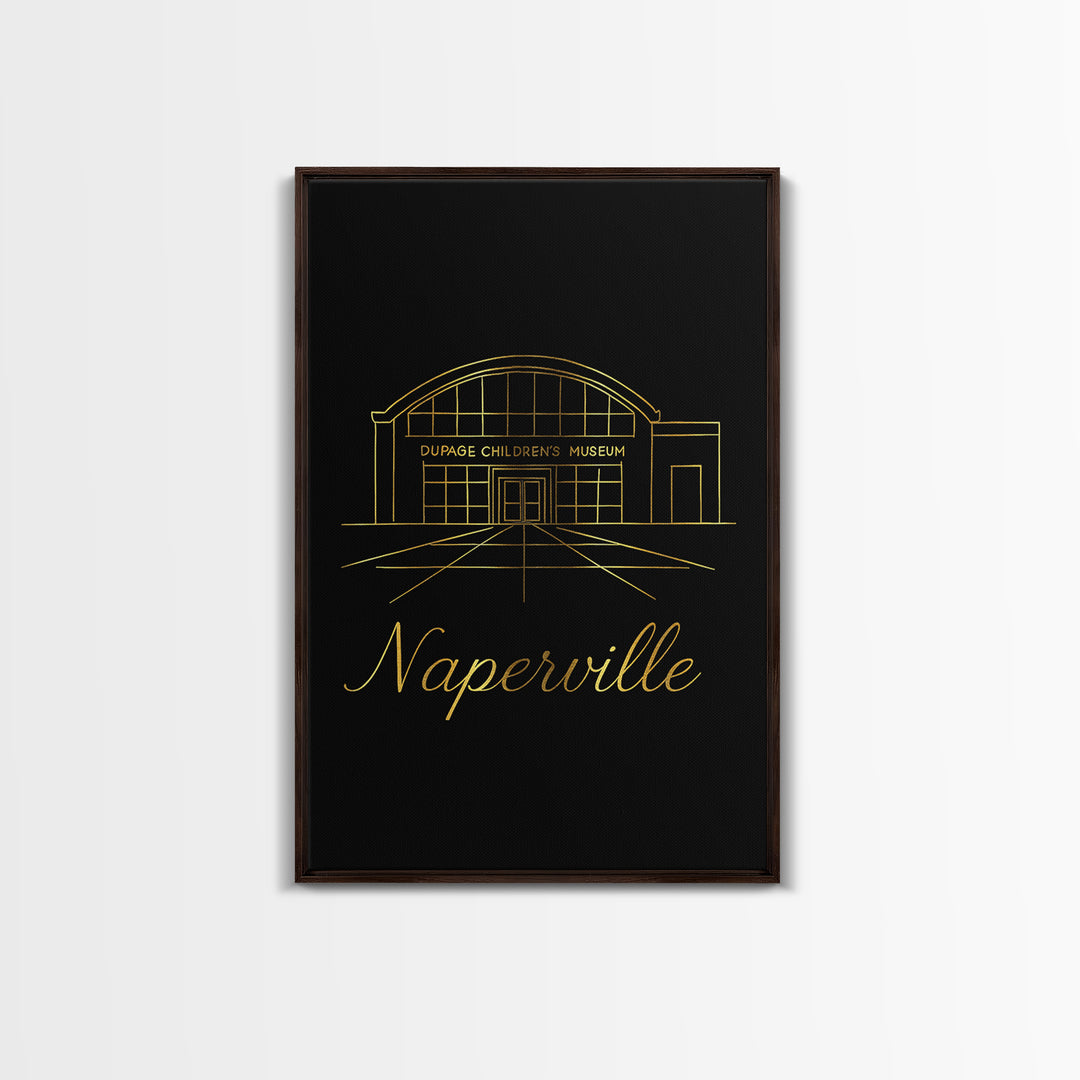 Naperville Travel Poster, Canvas Print, Dark Minimalist Wall Art, Naperville Travel Art, Travel Art Print, Wanderlust Decor, Home Decor