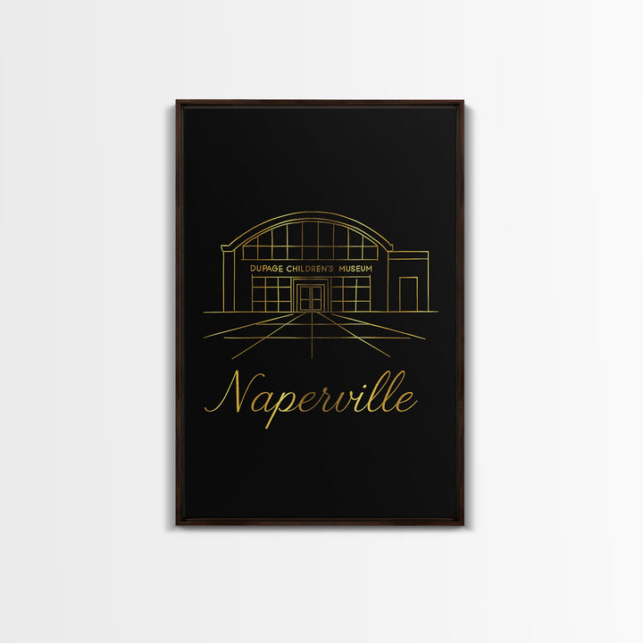 Naperville Travel Poster, Canvas Print, Dark Minimalist Wall Art, Naperville Travel Art, Travel Art Print, Wanderlust Decor, Home Decor