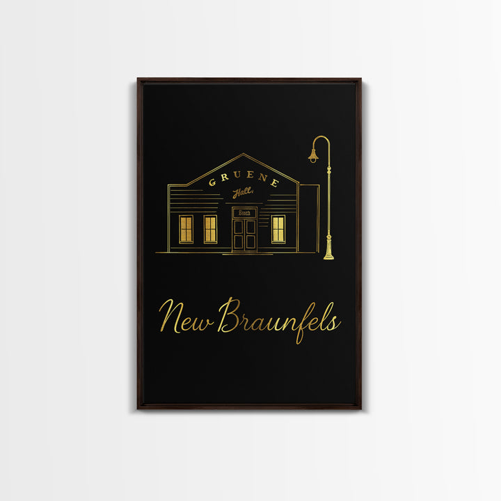 New Braunfels Travel Poster, Canvas Print, Minimalist Gold Line Art, New Braunfels City Art, Modern Wall Decor, Travel Wall Art