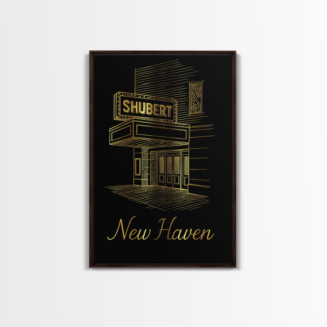 New Haven Travel Poster, Canvas Print, Minimalist Gold Line Art, New Haven Art Print, City Art Print, Travel Wall Art, Vintage City Poster