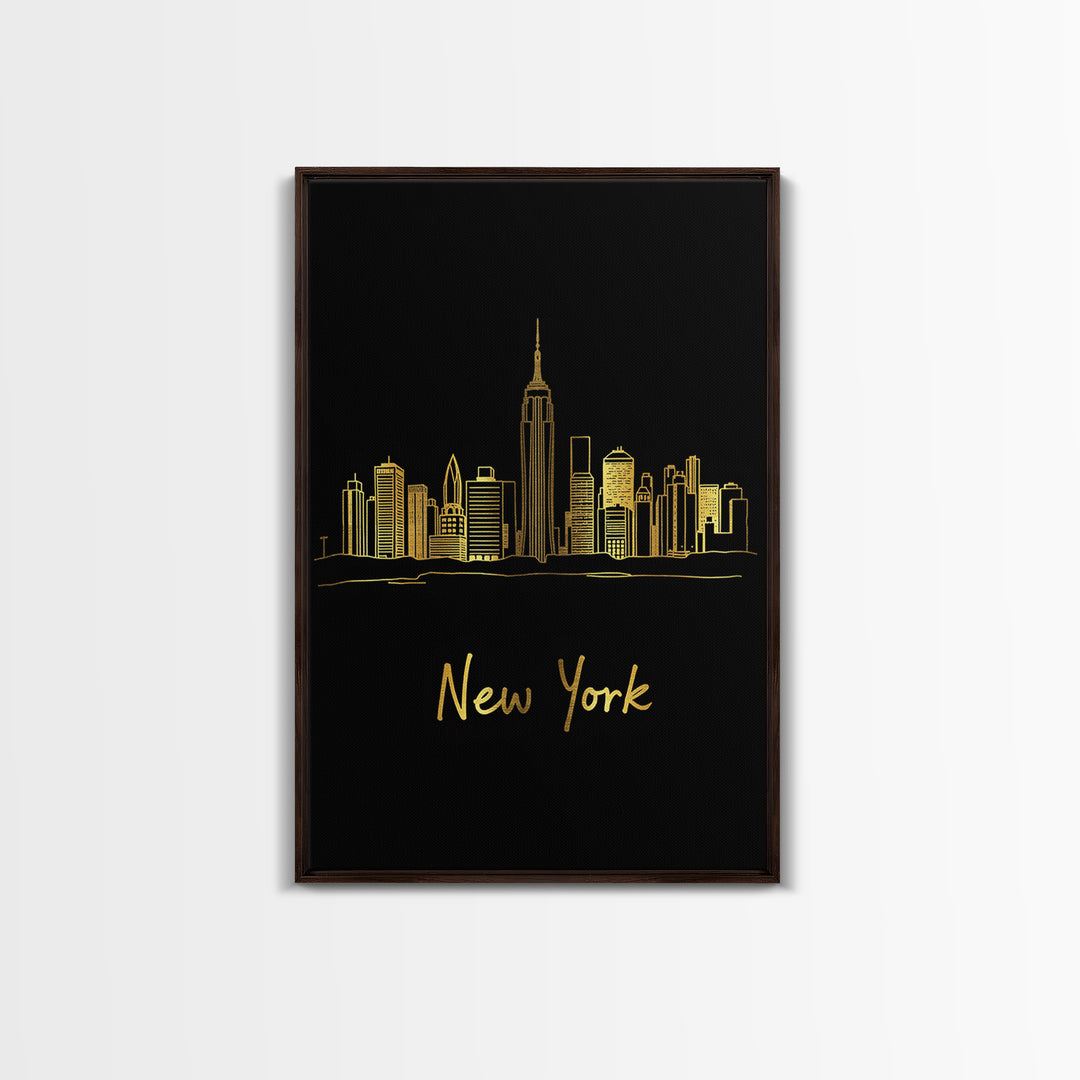 New York Travel Poster, Canvas Print, Dark Minimalist Wall Art, New York City Art, Home Office Decor, Living Room Wall Art, Travel Gift