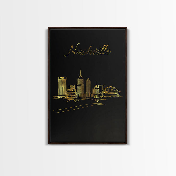 New York Travel Poster, Framed Canvas Print, Minimalist Gold Line Art, New York Wall Art, City Art Print, Travel Art Print, Poster Print