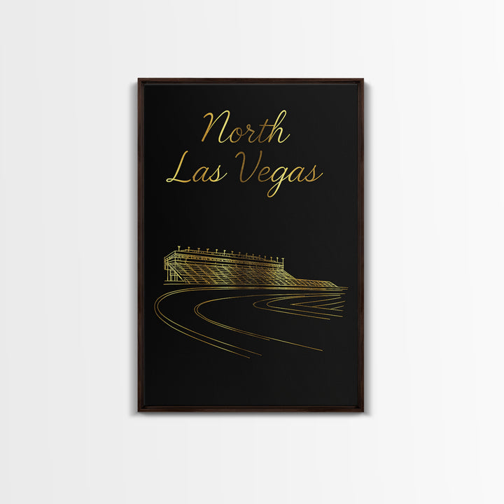 North Las Vegas Travel Poster, Framed Canvas Print, Minimalist Gold Line Art, North Las Vegas Art Print, Travel Poster Set, City Poster
