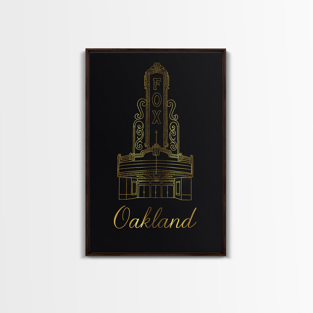 Oakland California Travel Poster, Canvas Print, Gold Outline Poster Art, Oakland City Art, Travel Poster Set, Gift For Travelers, Home Decor