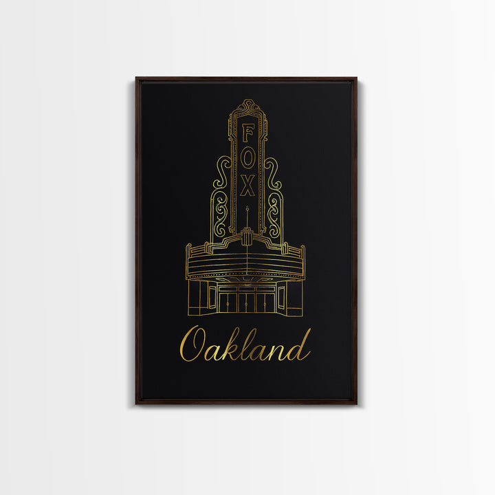 Oakland California Travel Poster, Canvas Print, Gold Outline Poster Art, Oakland City Art, Travel Poster Set, Gift For Travelers, Home Decor