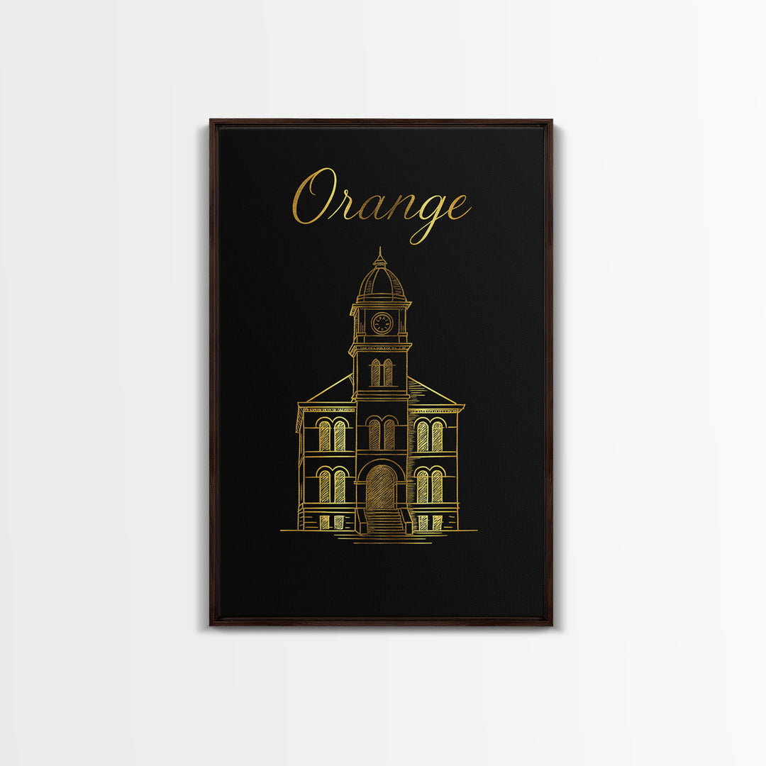 Orange California Travel Poster, Canvas Print, Black Gold Minimalist Art, Orange Travel Art, Travel Poster Set, Art Print, Landscape Art