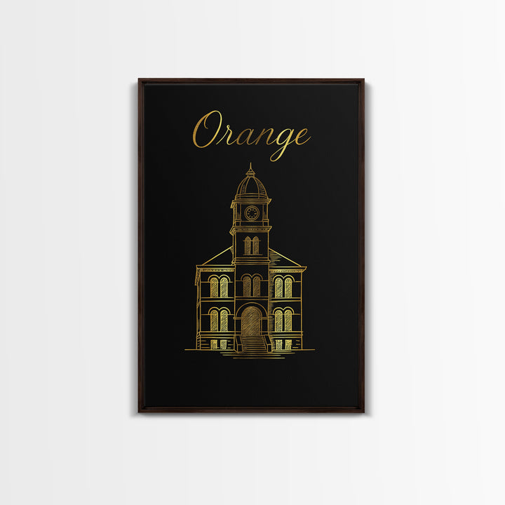 Orange California Travel Poster, Canvas Print, Black Gold Minimalist Art, Orange Travel Art, Travel Poster Set, Art Print, Landscape Art