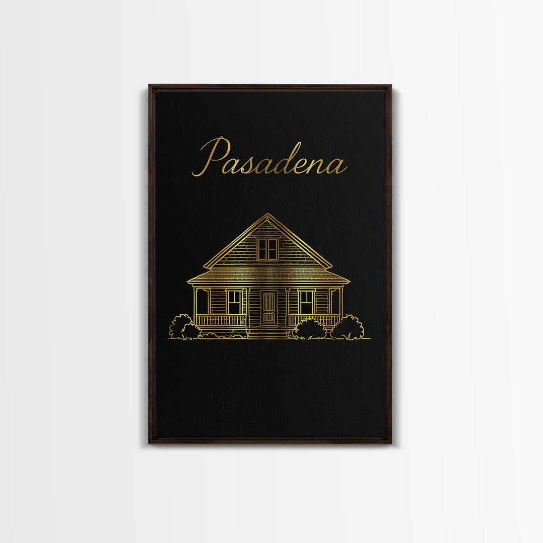 Pasadena California Travel Poster, Canvas Print, Dark Minimalist Wall Art, Pasadena Poster Print, Travel Poster Art, Gift For Travelers