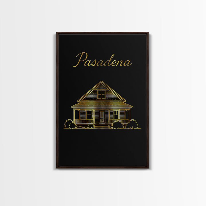 Pasadena California Travel Poster, Canvas Print, Dark Minimalist Wall Art, Pasadena Poster Print, Travel Poster Art, Gift For Travelers