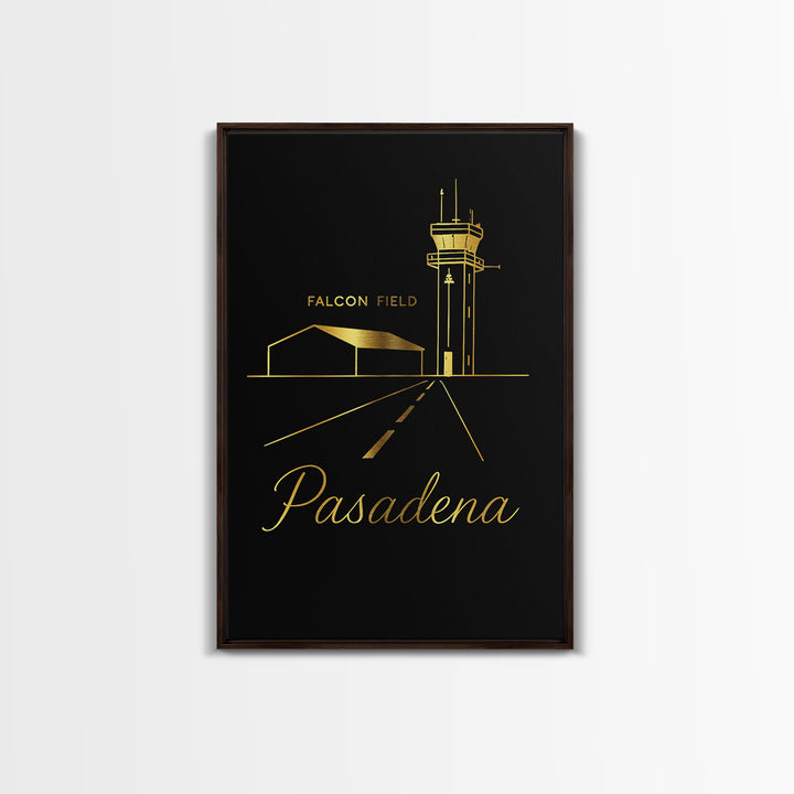 Pasadena Travel Poster, Framed Canvas Print, Black Gold Minimalist Art, Pasadena City Art, Fine Art Print, Travel Poster Art, Wall Art
