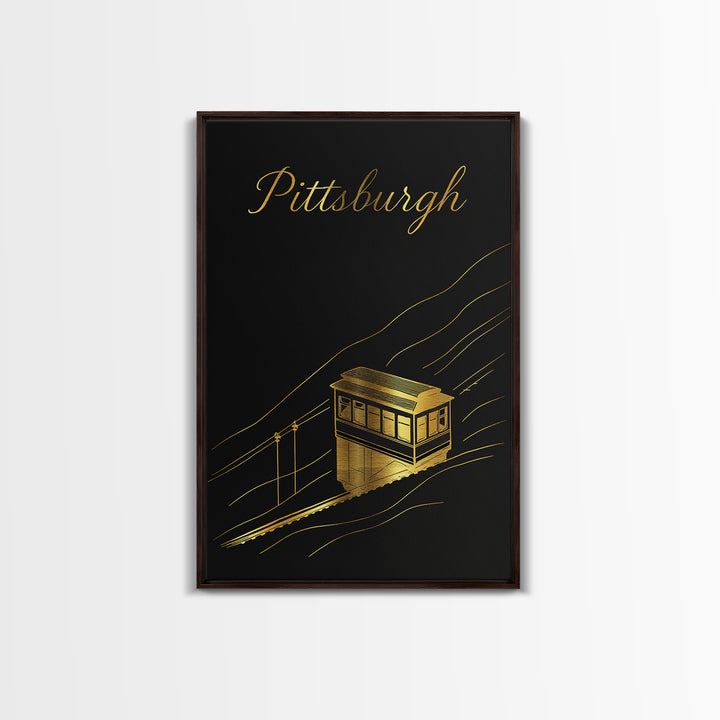 Pittsburgh Pennsylvania Travel Poster, Canvas Print, Black Gold Minimalist Art, Pittsburgh Travel Art, Wanderlust Decor, Travel Poster Set