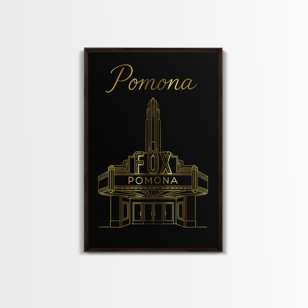 Pomona Travel Poster, Framed Canvas Print, Black Gold Minimalist Art, Pomona Wall Art, Travel Art Print, Travel Poster Set, Fine Art Print