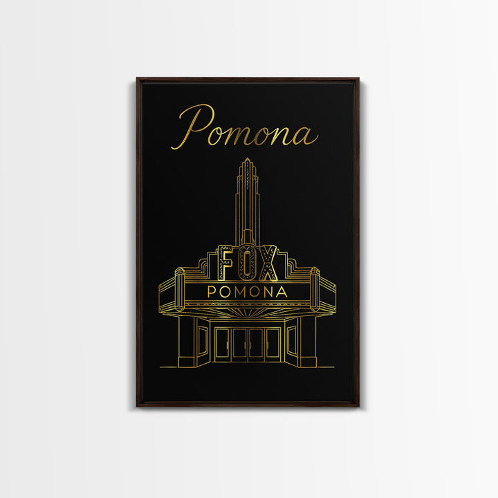 Pomona Travel Poster, Framed Canvas Print, Black Gold Minimalist Art, Pomona Wall Art, Travel Art Print, Travel Poster Set, Fine Art Print