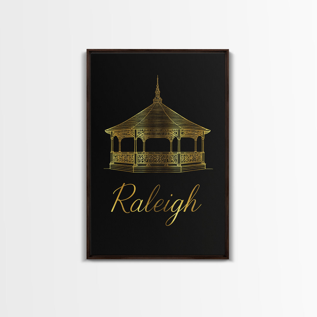 Raleigh Travel Poster, Framed Canvas Print, Dark Minimalist Wall Art, Raleigh City Art, Travel Poster Art, Fine Art Print, Poster Print