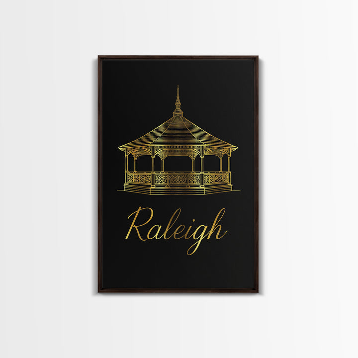 Raleigh Travel Poster, Framed Canvas Print, Dark Minimalist Wall Art, Raleigh City Art, Travel Poster Art, Fine Art Print, Poster Print