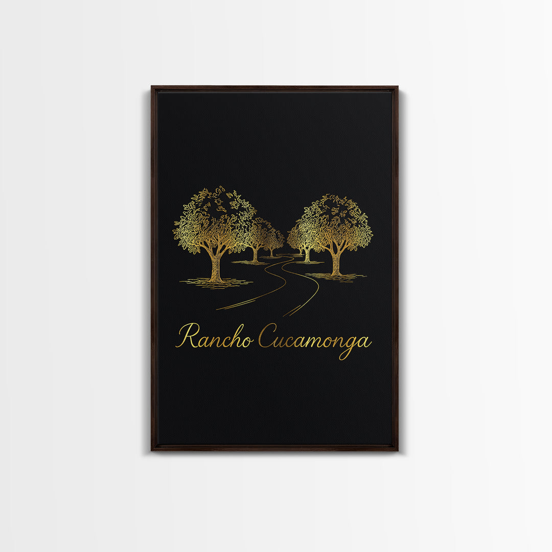 Rancho Cucamonga California Travel Poster, Canvas Print, Gold Outline Poster Art, Rancho Cucamonga Wall Art, Art Print, Travel Poster Set