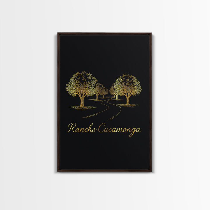 Rancho Cucamonga California Travel Poster, Canvas Print, Gold Outline Poster Art, Rancho Cucamonga Wall Art, Art Print, Travel Poster Set