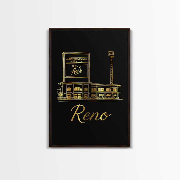 Reno Nevada Travel Poster, Canvas Print, Minimalist Gold Line Art, Reno Poster Print, Travel Poster Art, Travel Wall Decor, Travel Decor