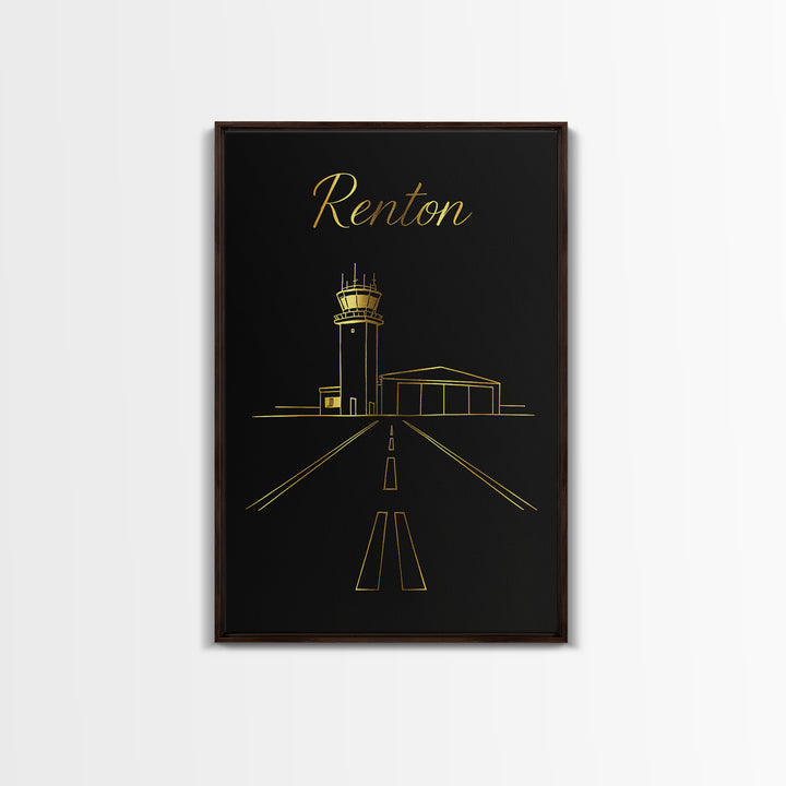 Renton Travel Poster, Framed Canvas Print, Dark Minimalist Wall Art, Renton Art Print, Travel Wall Decor, Fine Art Print, Travel Wall Art