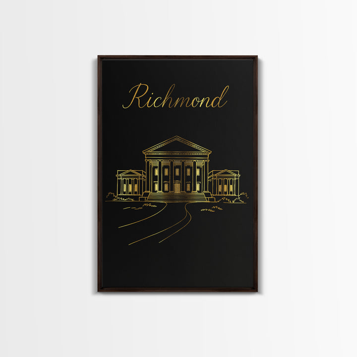 Richmond Travel Poster, Framed Canvas Print, Dark Minimalist Wall Art, Richmond Wall Art, Retro Travel Print, Travel Wall Art, Design 2
