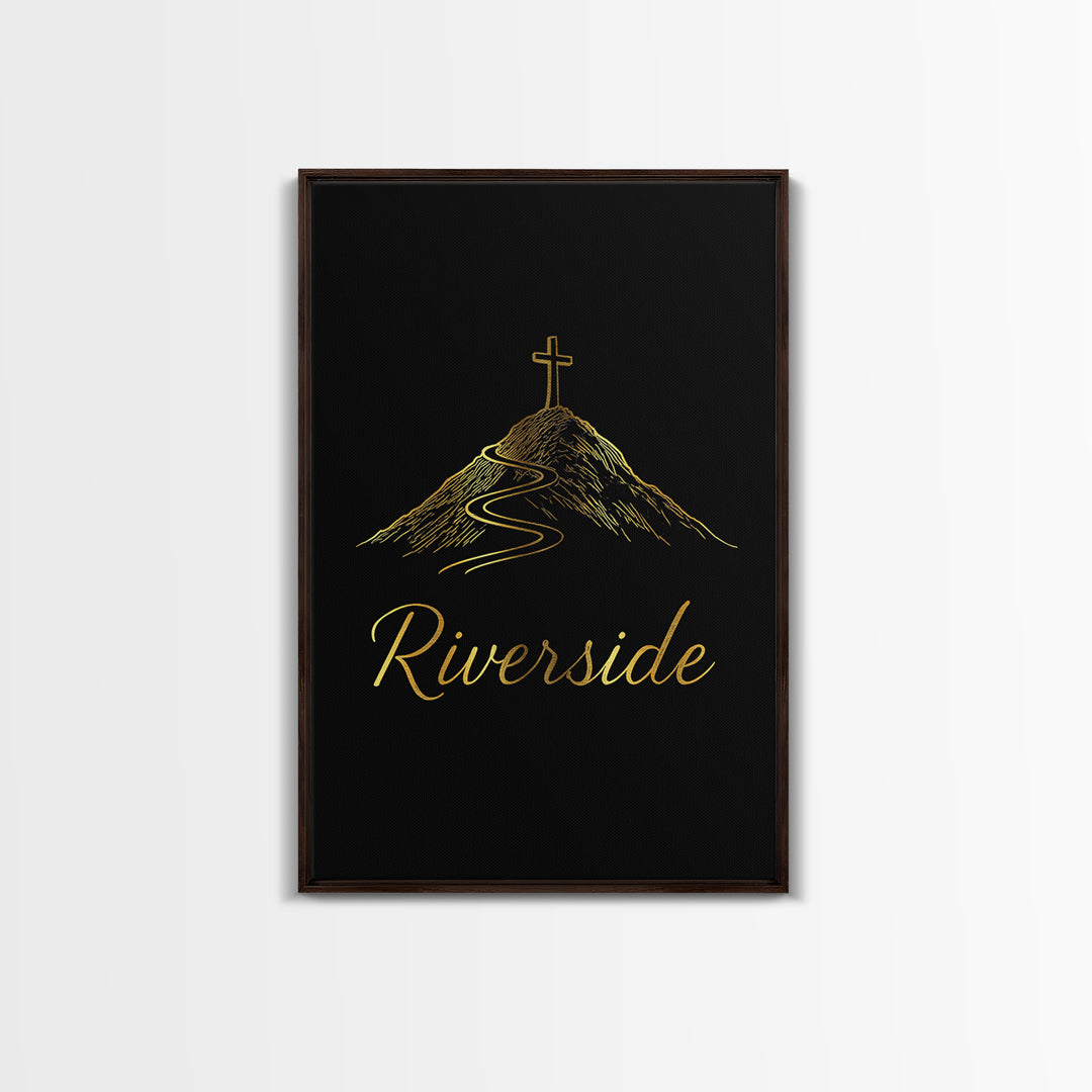 Riverside California Travel Poster, Canvas Print, Minimalist Gold Line Art, Riverside Art Print, Wall Decor, City Illustration, Art Print