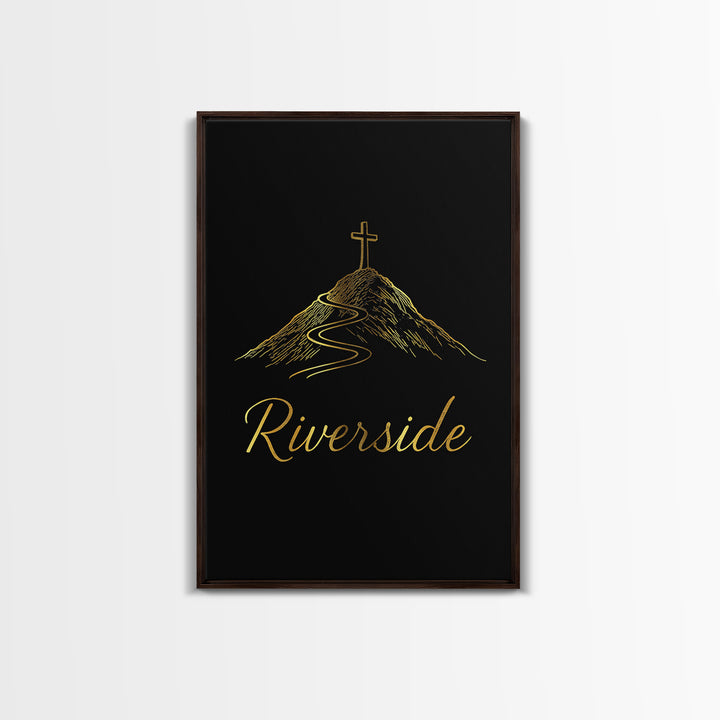 Riverside California Travel Poster, Canvas Print, Minimalist Gold Line Art, Riverside Art Print, Wall Decor, City Illustration, Art Print