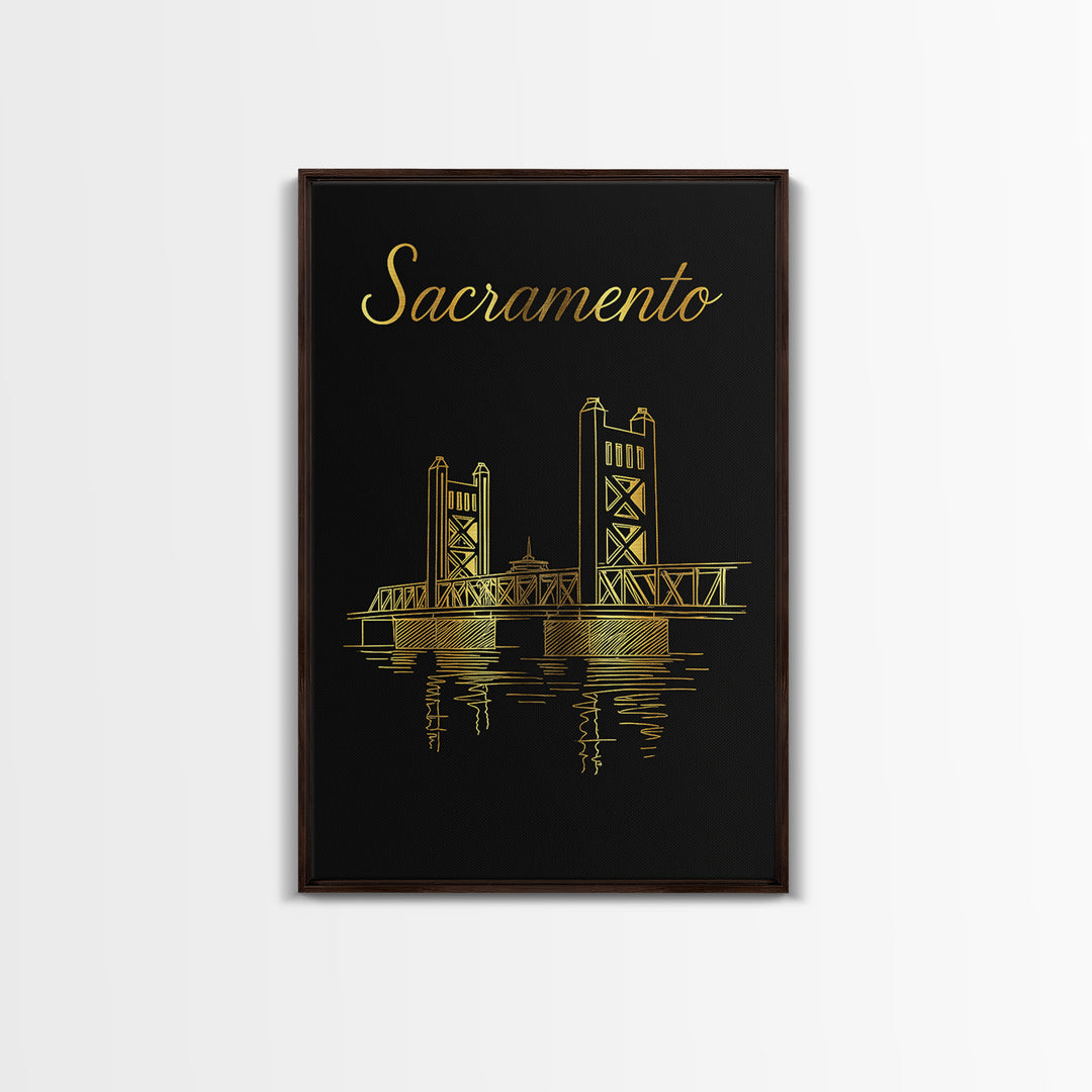 Sacramento Travel Poster, Canvas Print, Dark Minimalist Wall Art, Sacramento Poster Print, Travel Poster Art, Wanderlust Decor