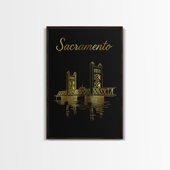 Sacramento Travel Poster, Canvas Print, Dark Minimalist Wall Art, Sacramento Poster Print, Travel Poster Art, Wanderlust Decor
