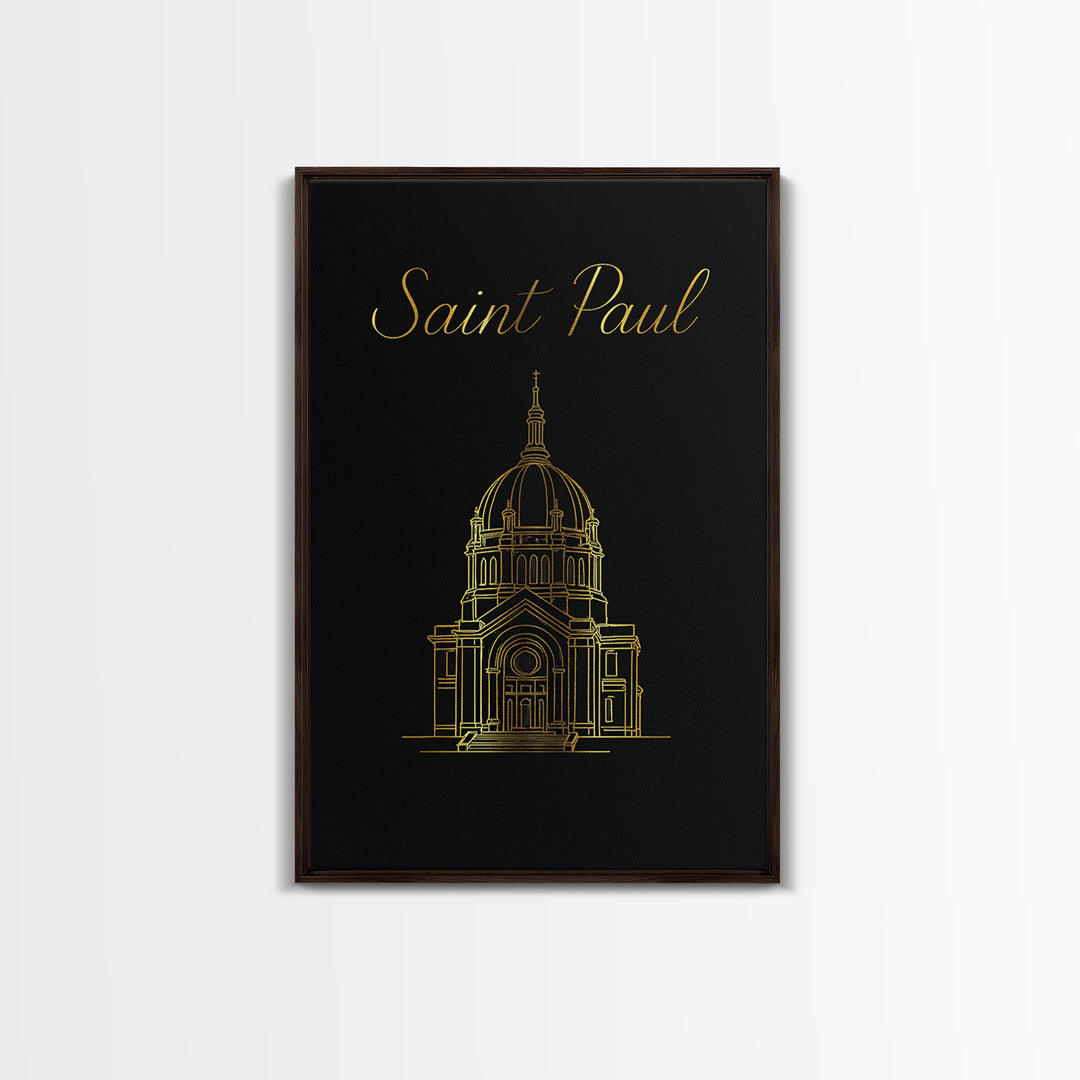 Saint Paul Travel Poster, Canvas Print, Minimalist Gold Line Art, Saint Paul City Art, Travel Wall Art, Fine Art Print, Eclectic Wall Decor