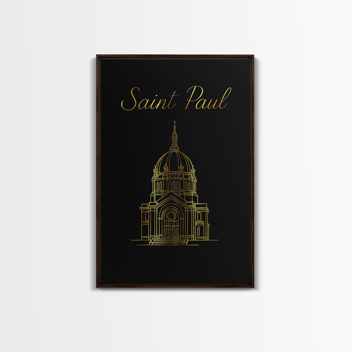 Saint Paul Travel Poster, Canvas Print, Minimalist Gold Line Art, Saint Paul City Art, Travel Wall Art, Fine Art Print, Eclectic Wall Decor