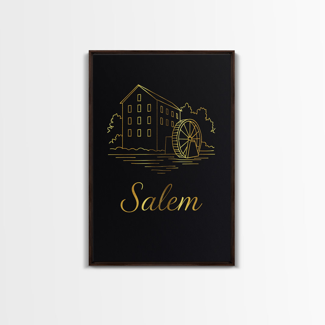 Salem Oregon Travel Poster, Canvas Print, Minimalist Gold Line Art, Salem Art Print, Travel Wall Art, Travel Poster Set, Travel Poster Art
