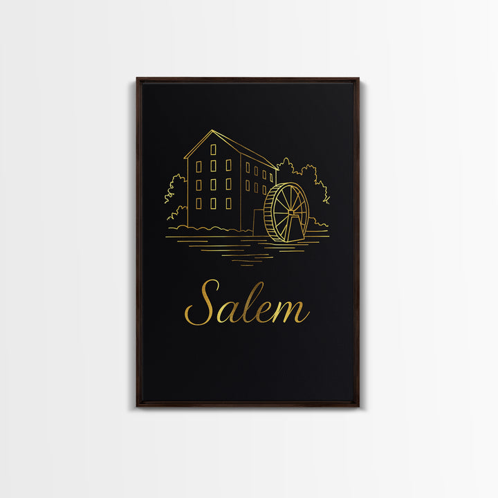 Salem Oregon Travel Poster, Canvas Print, Minimalist Gold Line Art, Salem Art Print, Travel Wall Art, Travel Poster Set, Travel Poster Art