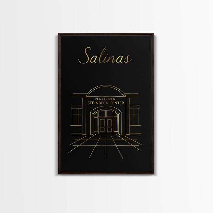 Salinas Travel Poster, Canvas Print, Gold Outline Poster Art, Salinas Poster Print, Travel Wall Art, Eclectic Wall Decor, City Travel Prints