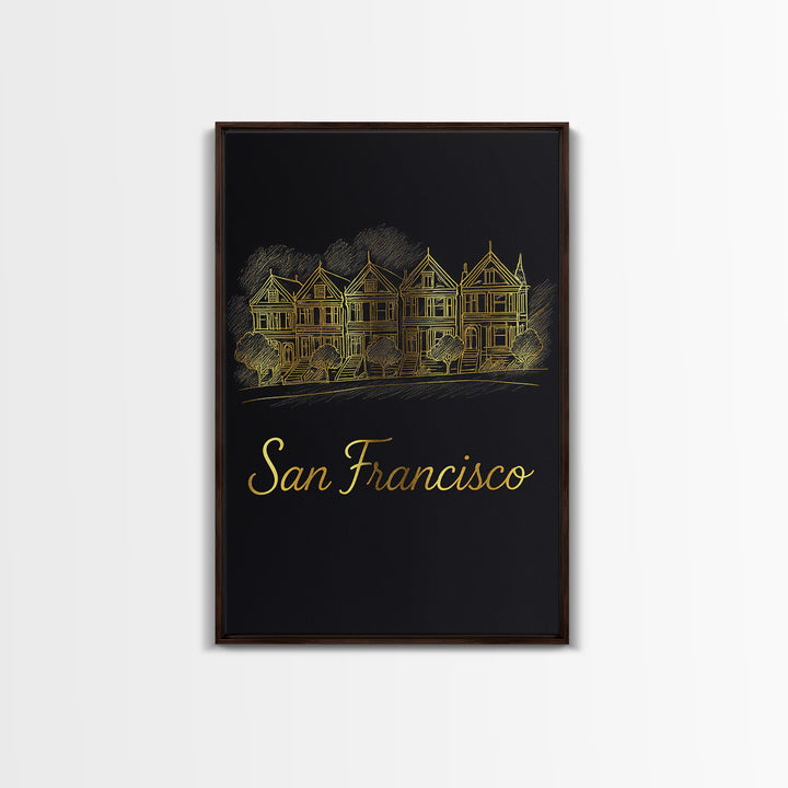 San Francisco California Travel Poster, Canvas Print, Dark Minimalist Wall Art, San Francisco Travel Art, Living Room Wall Art, Travel Gift