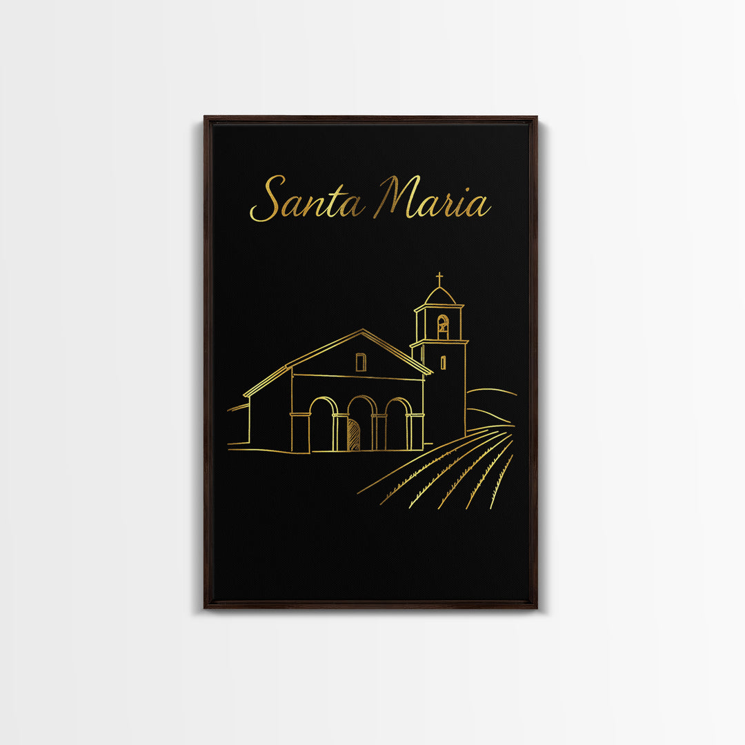 Santa Maria Travel Poster, Canvas Print, Dark Minimalist Wall Art, Santa Maria Travel Art, Travel Wall Art, City Illustration, Design 2