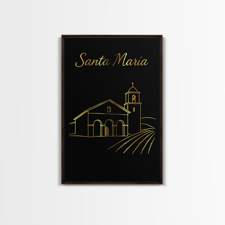 Santa Maria Travel Poster, Canvas Print, Dark Minimalist Wall Art, Santa Maria Travel Art, Travel Wall Art, City Illustration, Design 2