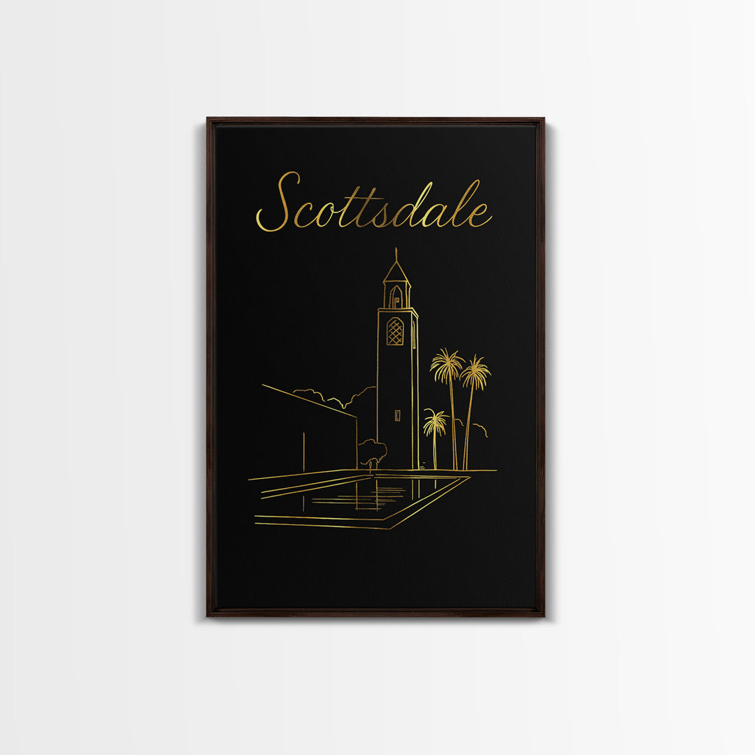 Scottsdale Travel Poster, Framed Canvas Print, Dark Minimalist Wall Art, Scottsdale Poster Print, Fine Art Print, Home Office Decor