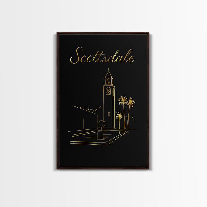 Scottsdale Travel Poster, Framed Canvas Print, Dark Minimalist Wall Art, Scottsdale Poster Print, Fine Art Print, Home Office Decor