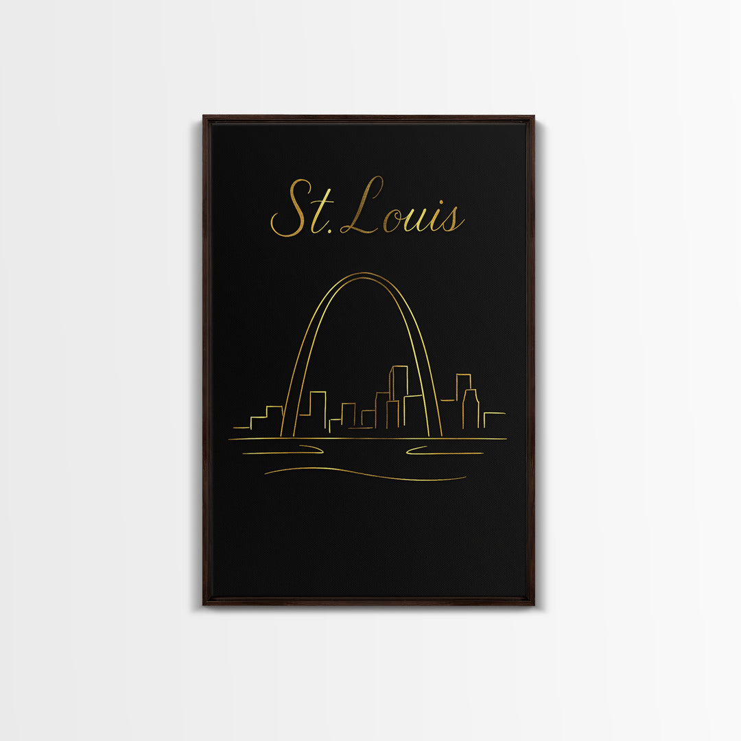 St Louis Travel Poster, Canvas Print, Dark Minimalist Wall Art, St Louis Art Print, Home Office Decor, City Illustration, Wanderlust Decor