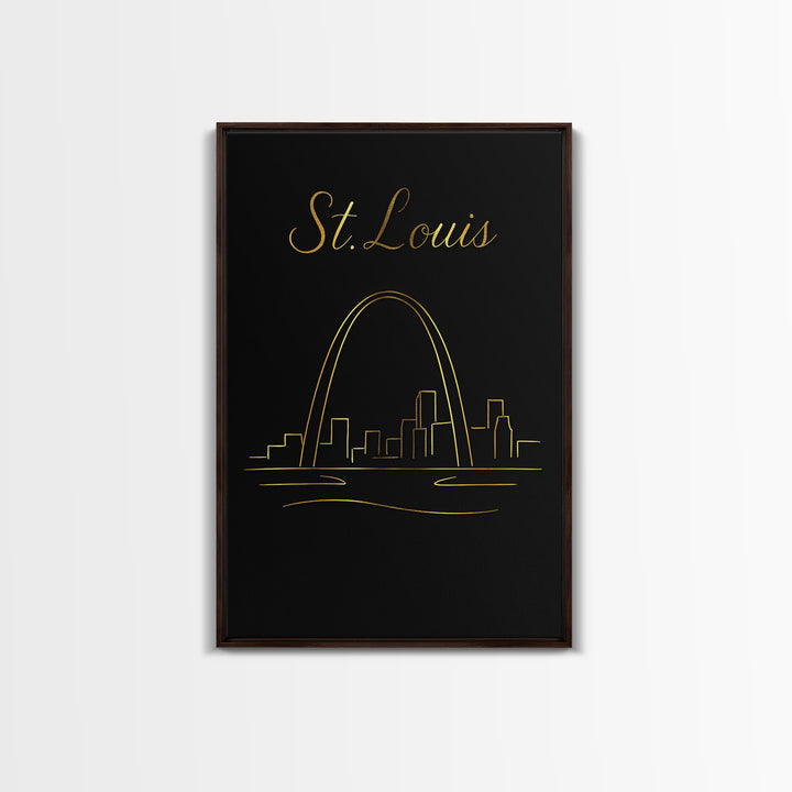 St Louis Travel Poster, Canvas Print, Dark Minimalist Wall Art, St Louis Art Print, Home Office Decor, City Illustration, Wanderlust Decor