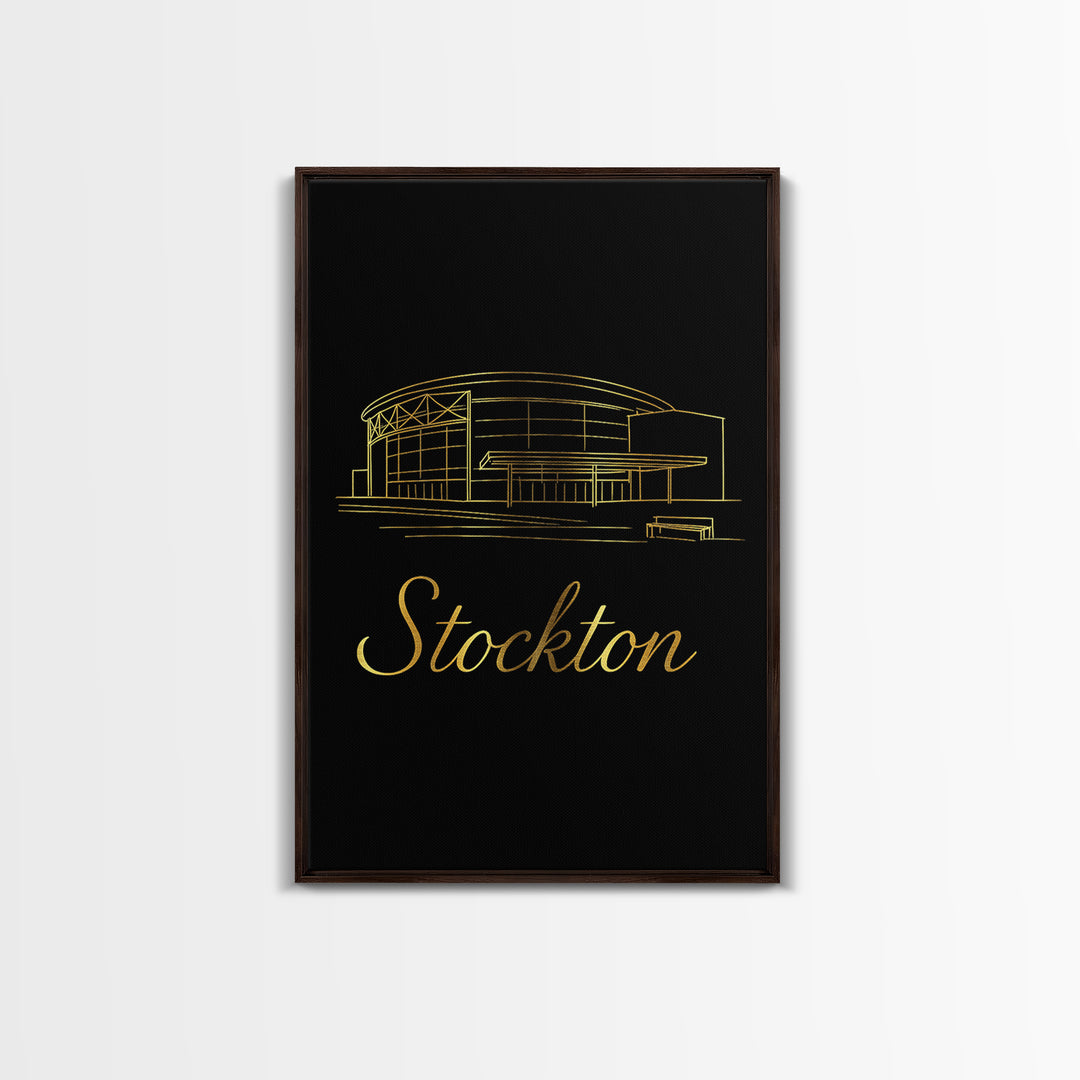 Stockton Travel Poster, Canvas Print, Black Gold Minimalist Art, Stockton Poster Print, Wanderlust Decor, Modern Wall Decor, Wall Art